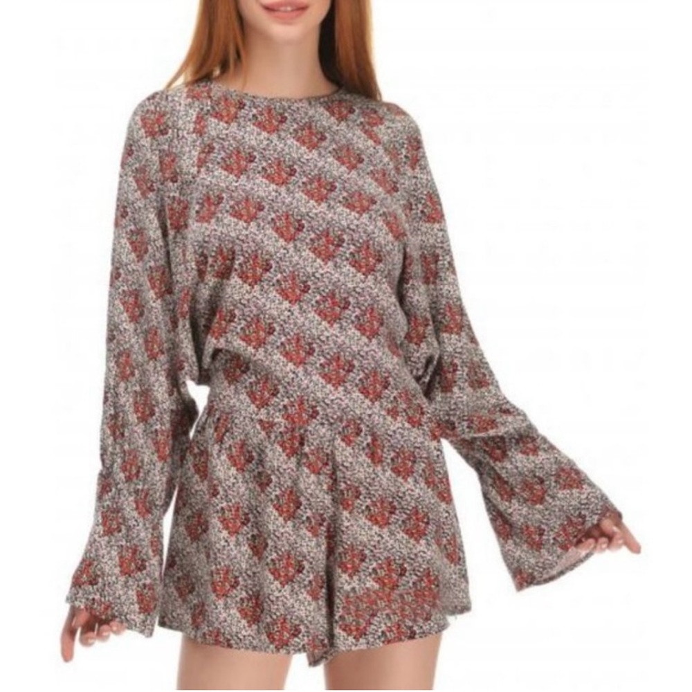 Zara floral balloon sleeve short romper